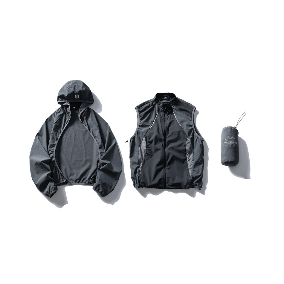 【URBANEST】2way detachable hooded nylon jacket 3color 【UN0250】