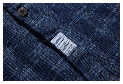 【URBANEST】plaid denim long sleeve shirt 1color 【UN0227】