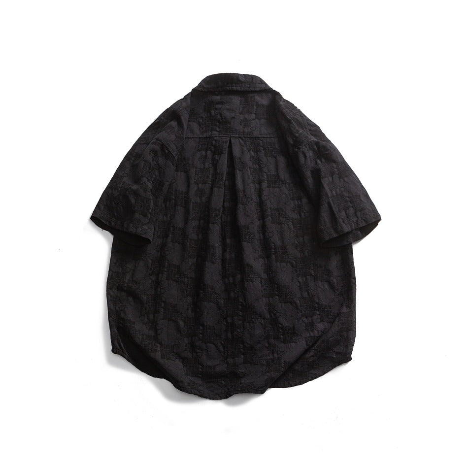 【URBANEST】double pocket textured short sleeve shirt 2color 【UN0207】