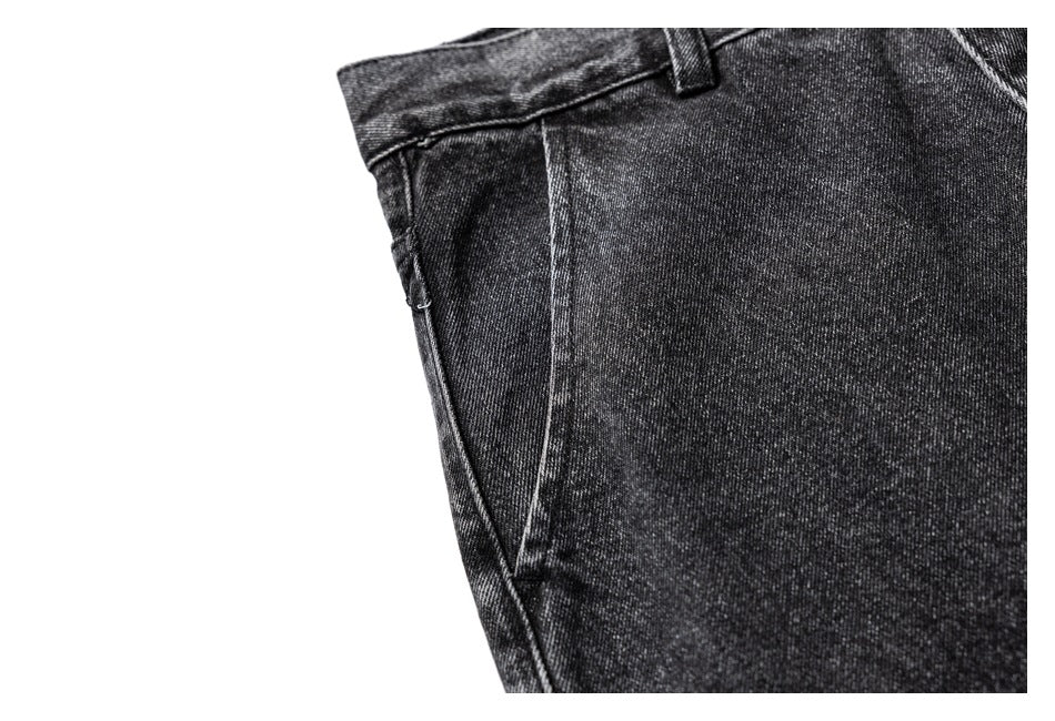 【URBANEST】washed black denim cargo pants 1color 【UN0239】