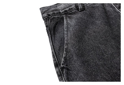 【URBANEST】washed black denim cargo pants 1color 【UN0239】