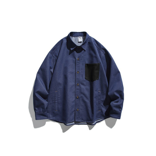 【URBANEST】contrast pocket denim long sleeve shirt 1color 【UN0217】