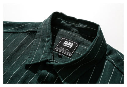 【URBANEST】pinstripe pocket short sleeve shirt 3color 【UN0218】