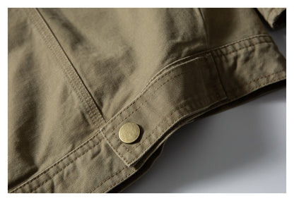 【URBANEST】leather collar canvas denim jacket 2color 【UN0247】