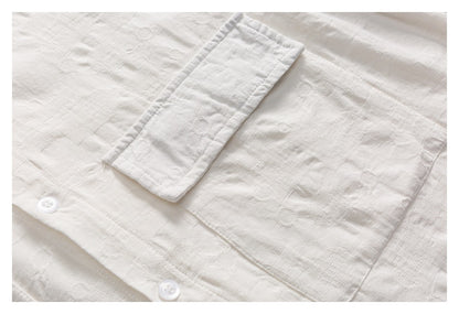 【URBANEST】double pocket textured short sleeve shirt 2color 【UN0207】