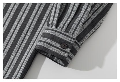 【URBANEST】striped flap pocket long sleeve shirt 2color 【UN0216】