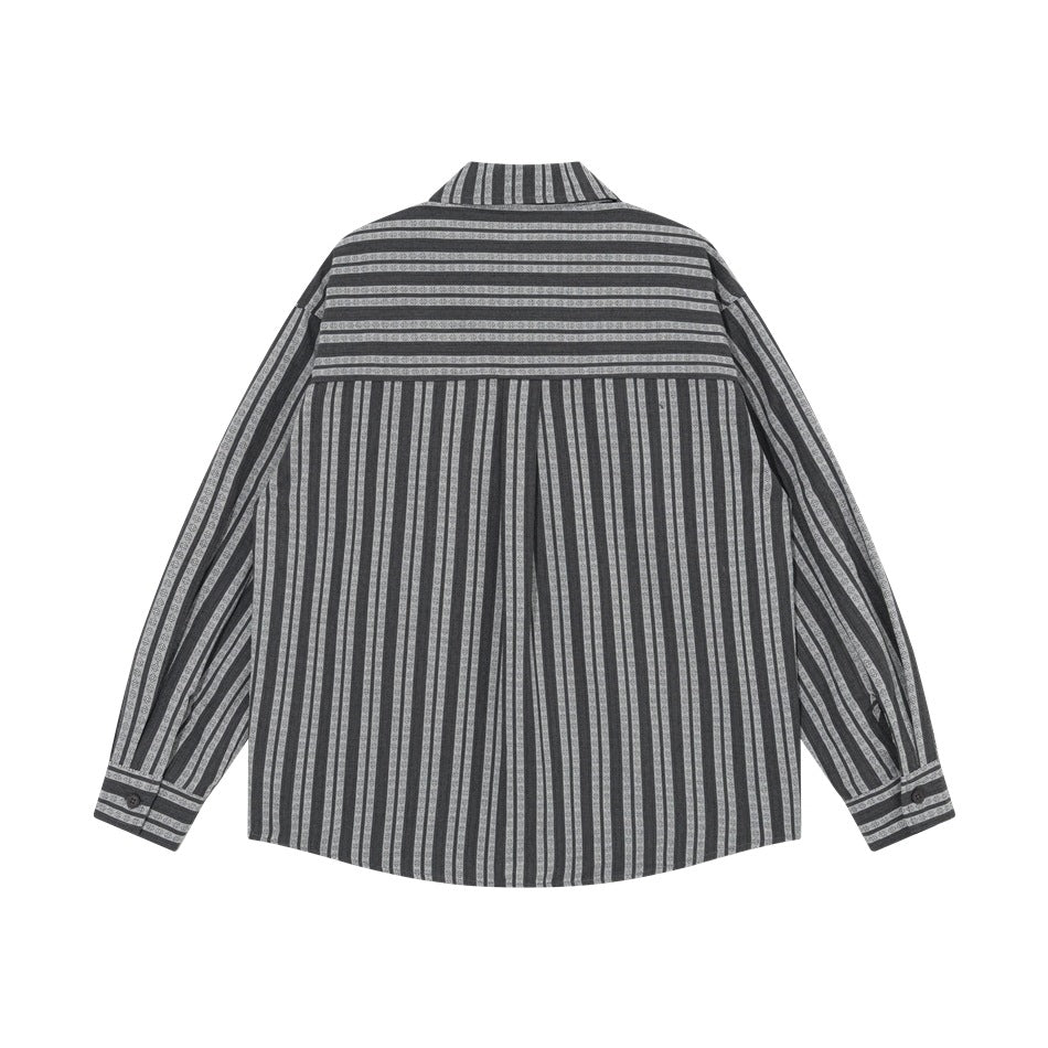【URBANEST】striped flap pocket long sleeve shirt 2color 【UN0216】