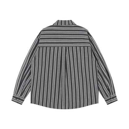 【URBANEST】striped flap pocket long sleeve shirt 2color 【UN0216】