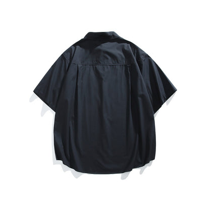 【URBANEST】embroidered chest short sleeve shirt 2color 【UN0204】
