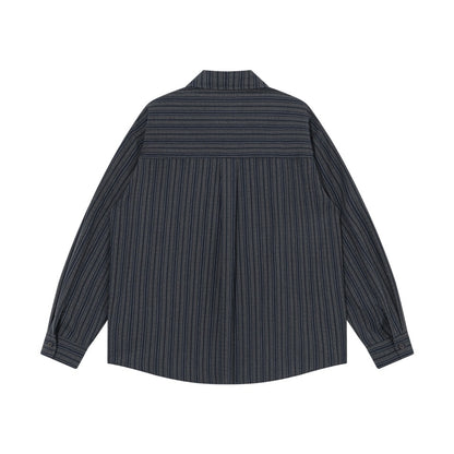 【URBANEST】striped flap pocket long sleeve shirt 2color 【UN0216】