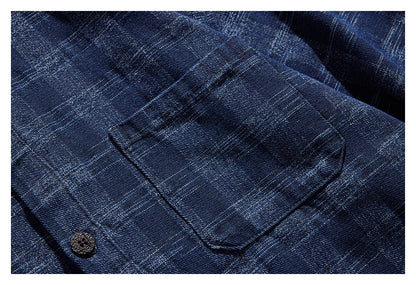 【URBANEST】plaid denim long sleeve shirt 1color 【UN0227】