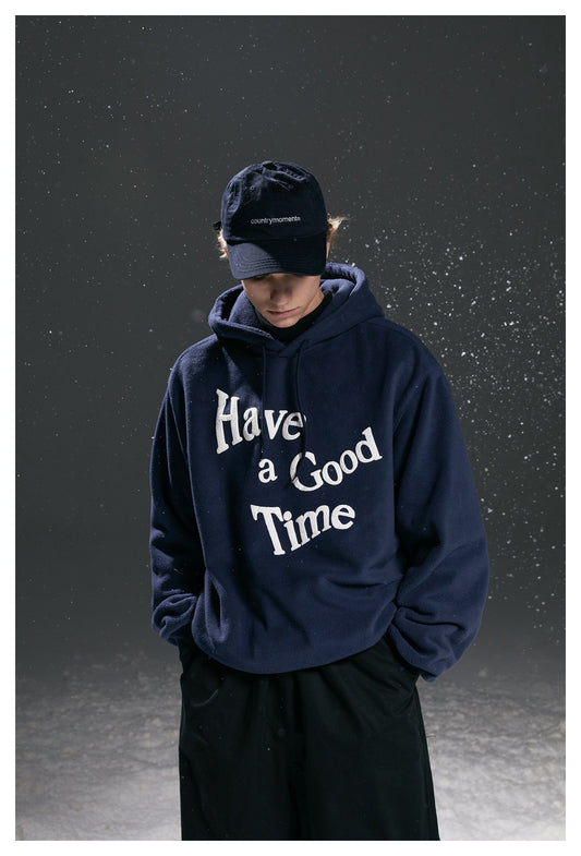 【URBANEST】letter printed fleece pullover hoodie 1color 【UN0229】