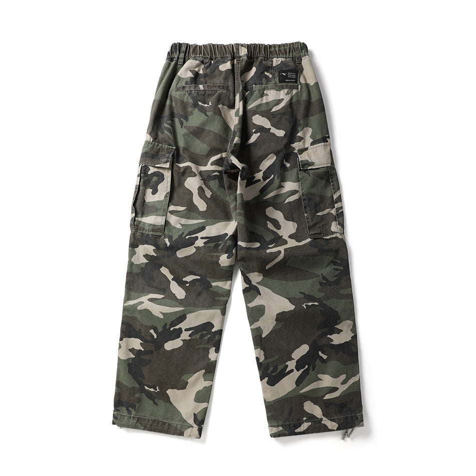 【URBANEST】camo knee tuck wide cargo easy pants 3color 【UN0243】