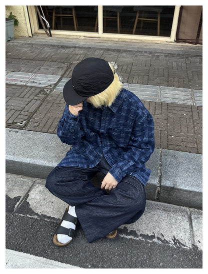 【URBANEST】plaid denim long sleeve shirt 1color 【UN0227】