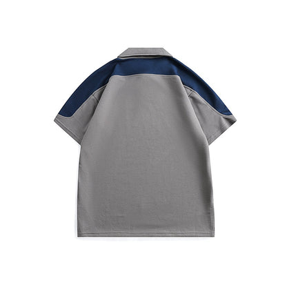 【URBANEST】カラーブロックラグランスリーブ半袖ポロシャツ 2color 【UN0186】