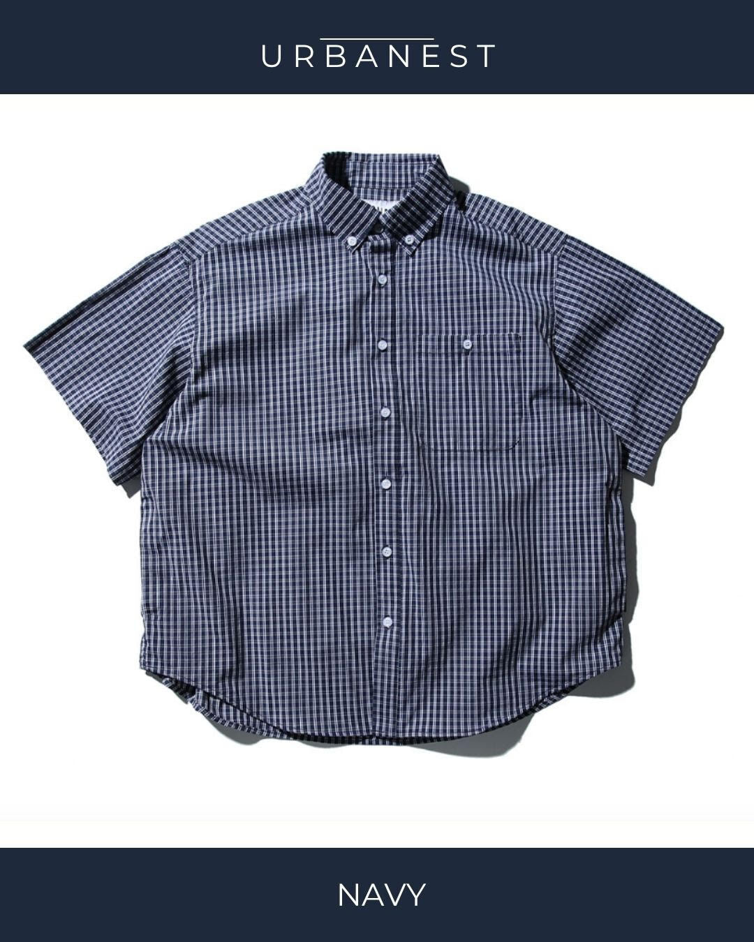 【URBANEST】ギンガムチェック半袖ボタンダウンシャツ 2color UN0090