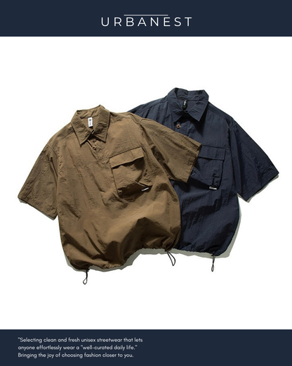 【URBANEST】フラップポケットドローコードシャツ 2color UN0003