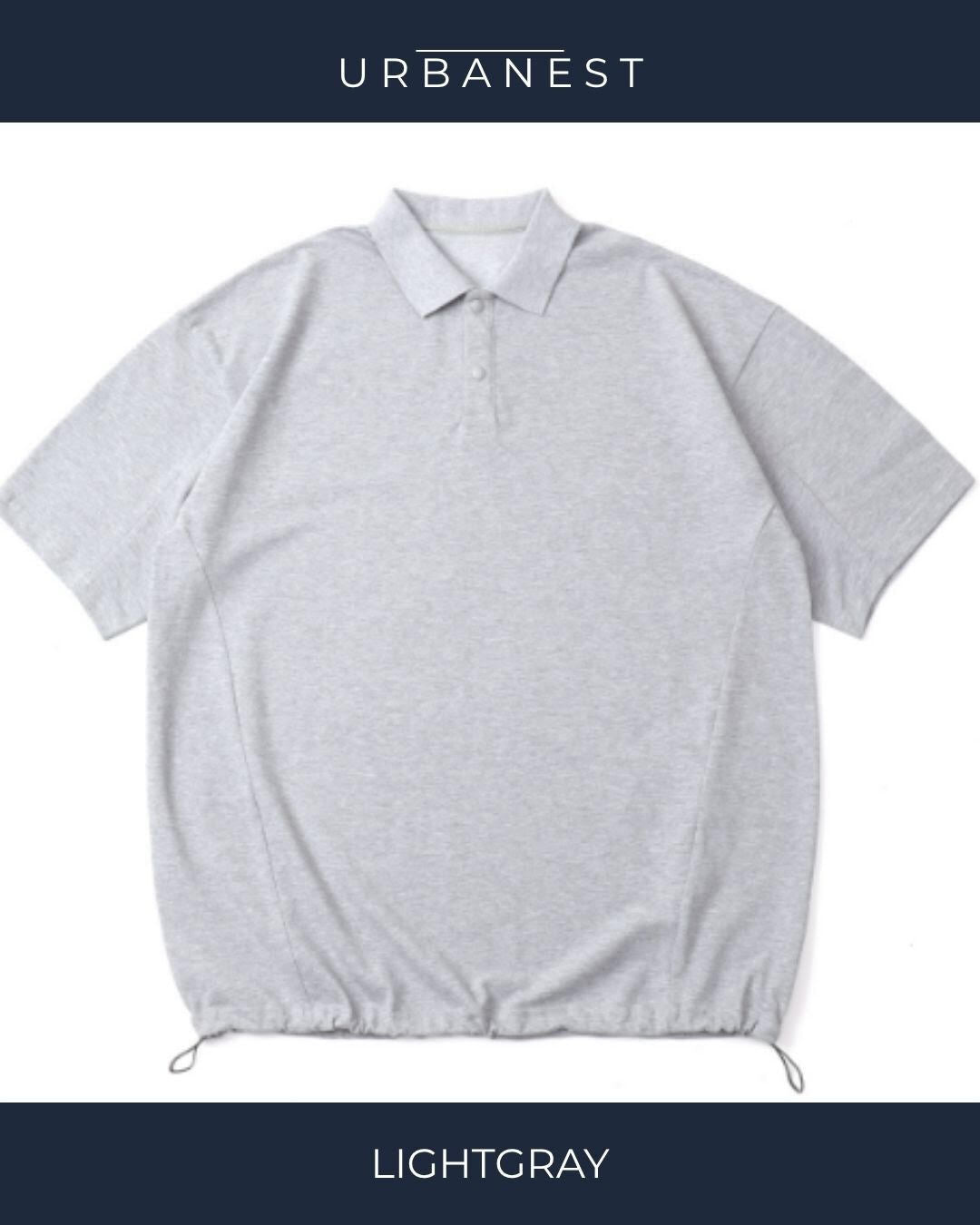【URBANEST】オーバーサイズスナップボタン半袖ポロシャツ 4color UN0076