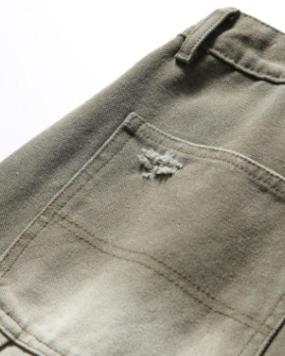 【URBANEST】ダメージ加工ダブルニーカットオフデニムバギーショーツ 3color UN0092