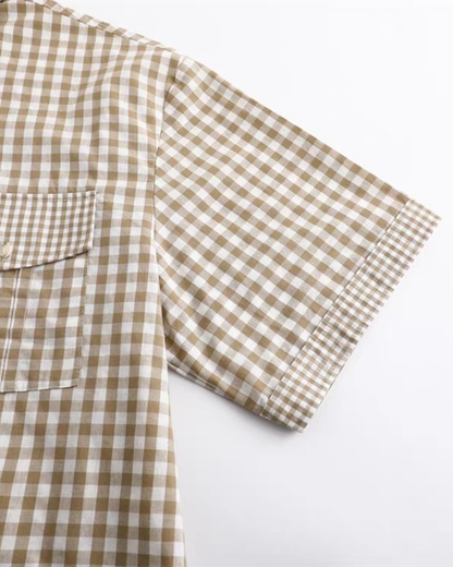 【URBANEST】ミックスギンガムダブルポケットシャツ 2color UN0029