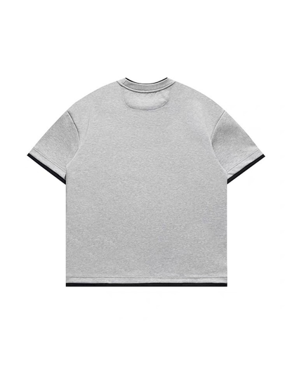 【URBANEST】ツートーンフェイクレイヤードTシャツ 2color UN0037