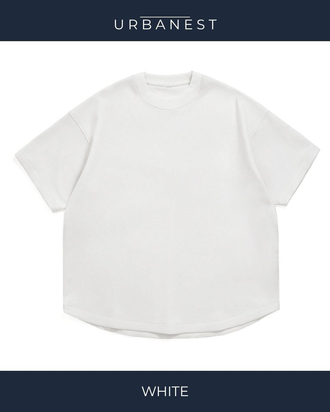 【URBANEST】ラウンドヘムクルーネック半袖Tシャツ 4color UN0082