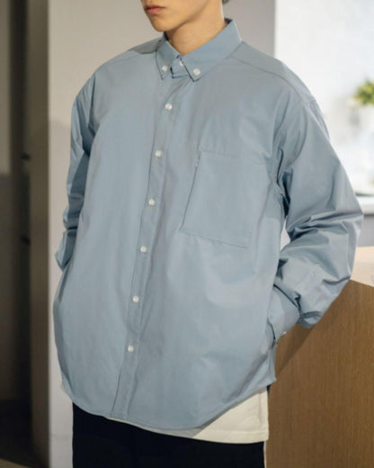 【URBANEST】ジップポケット長袖ボタンダウンシャツ 3color UN0084