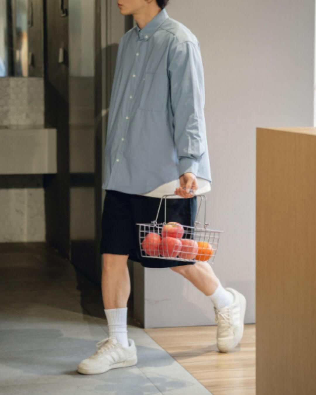 【URBANEST】ジップポケット長袖ボタンダウンシャツ 3color UN0084