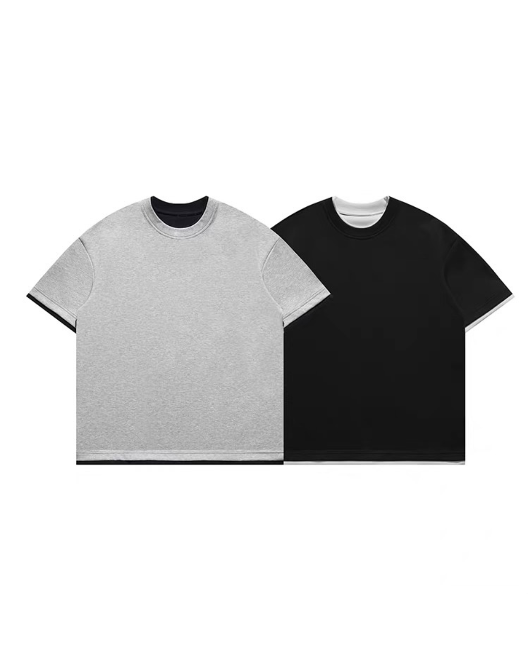 【URBANEST】ツートーンフェイクレイヤードTシャツ 2color UN0037