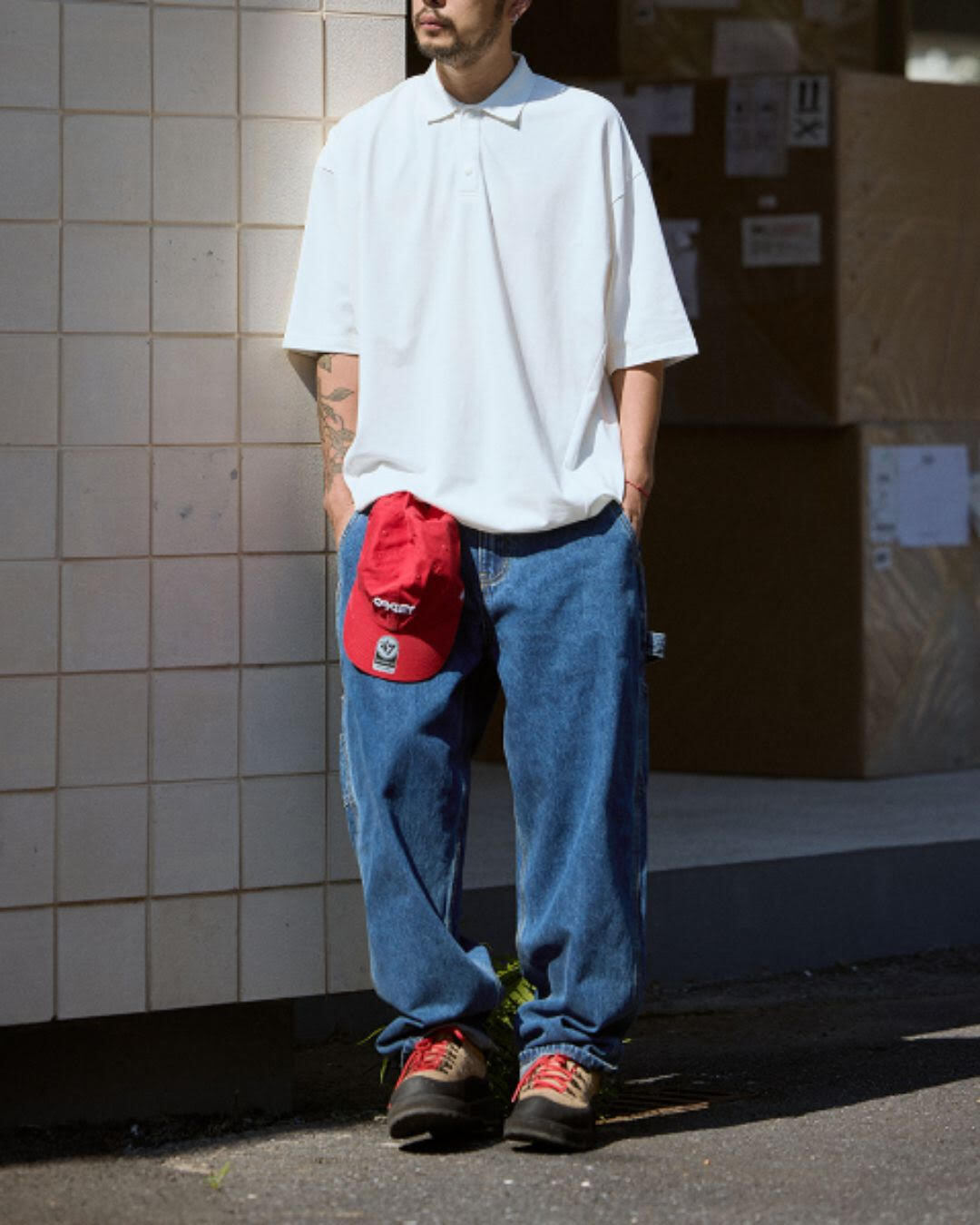 【URBANEST】オーバーサイズスナップボタン半袖ポロシャツ 4color UN0076