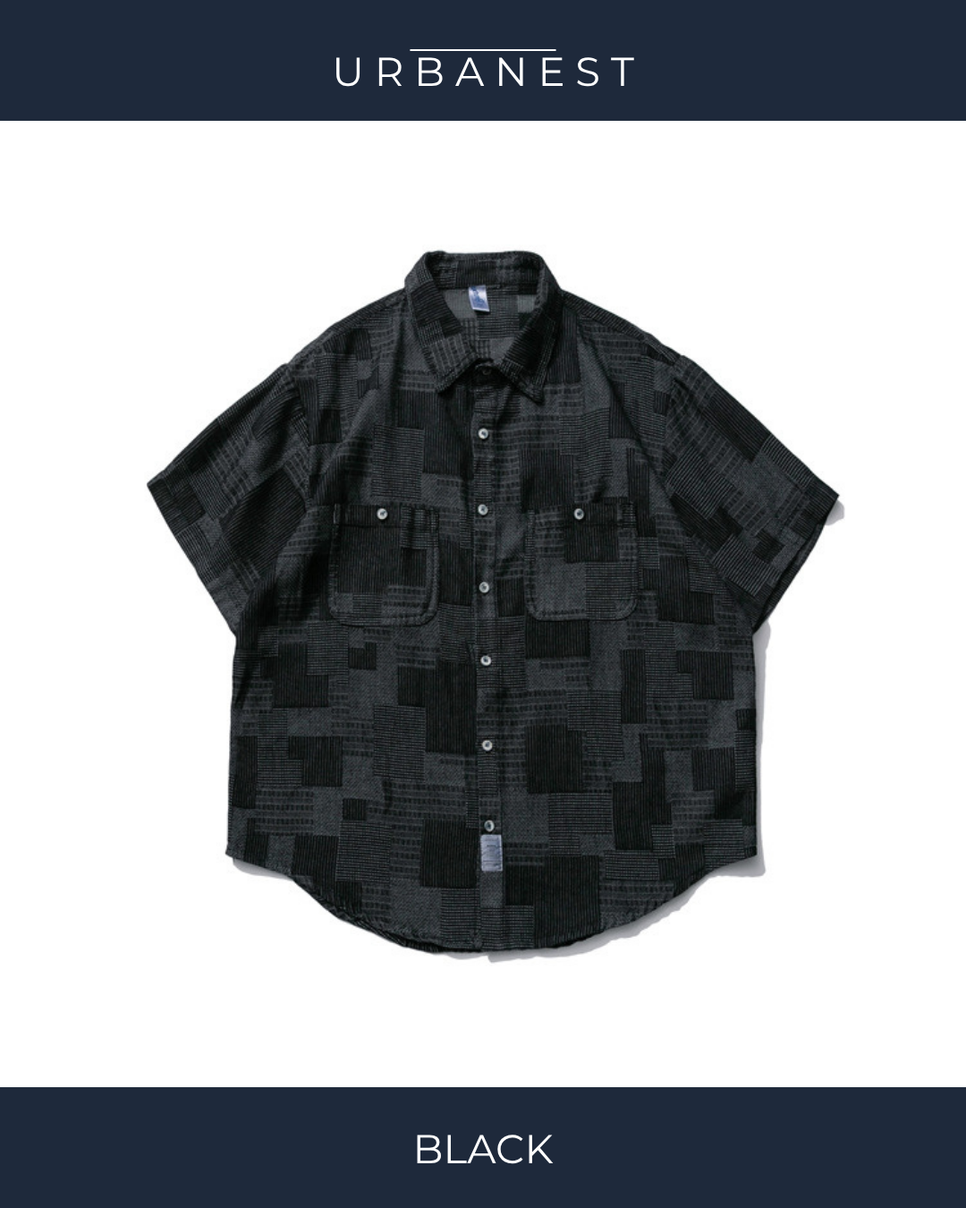【URBANEST】ミックスパターンハーフスリーブシャツ 2color UN0104