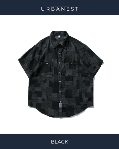【URBANEST】ミックスパターンハーフスリーブシャツ 2color UN0104