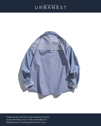 【URBANEST】パッチワークストライプシャツ UN0102