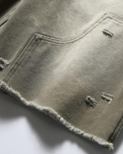【URBANEST】ダメージ加工ダブルニーカットオフデニムバギーショーツ 3color UN0092