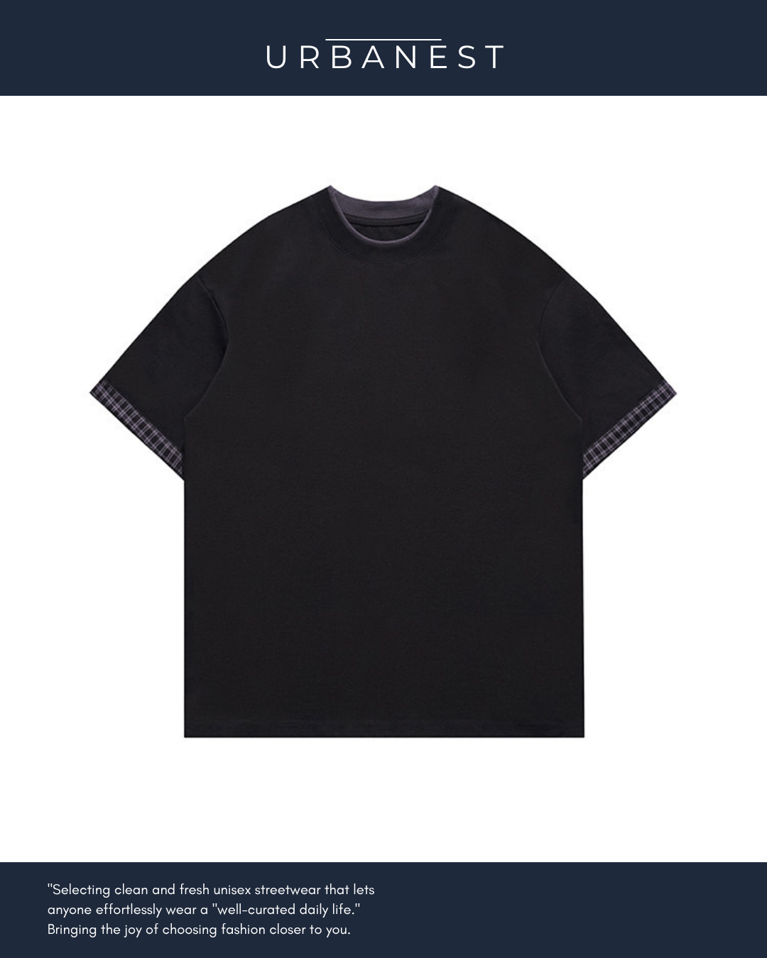 【URBANEST】チェックアクセントレイヤードTシャツ 2color UN0019