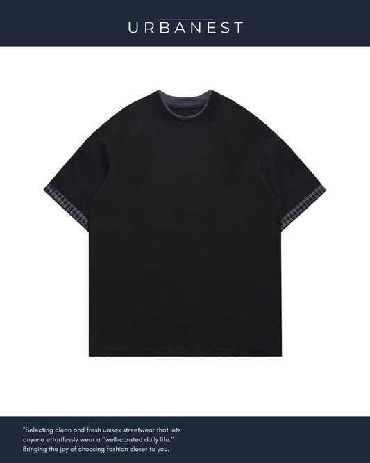 【URBANEST】チェックアクセントレイヤードTシャツ 2color UN0019