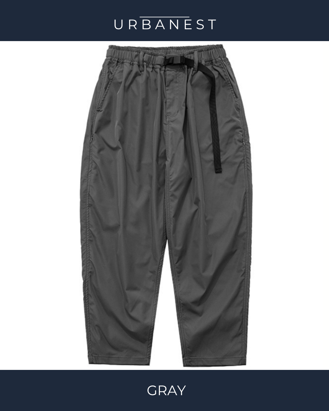 【URBANEST】ウェビングベルト付きワイドテーパードイージーパンツ 3color UN0079