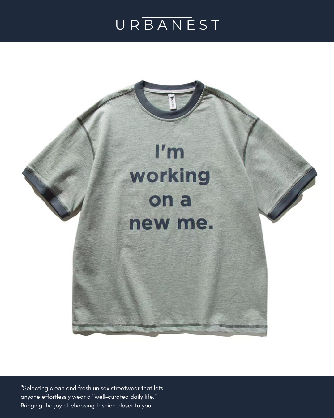 【URBANEST】ルーズフィットレタリングリンガーTシャツ 2color UN0008