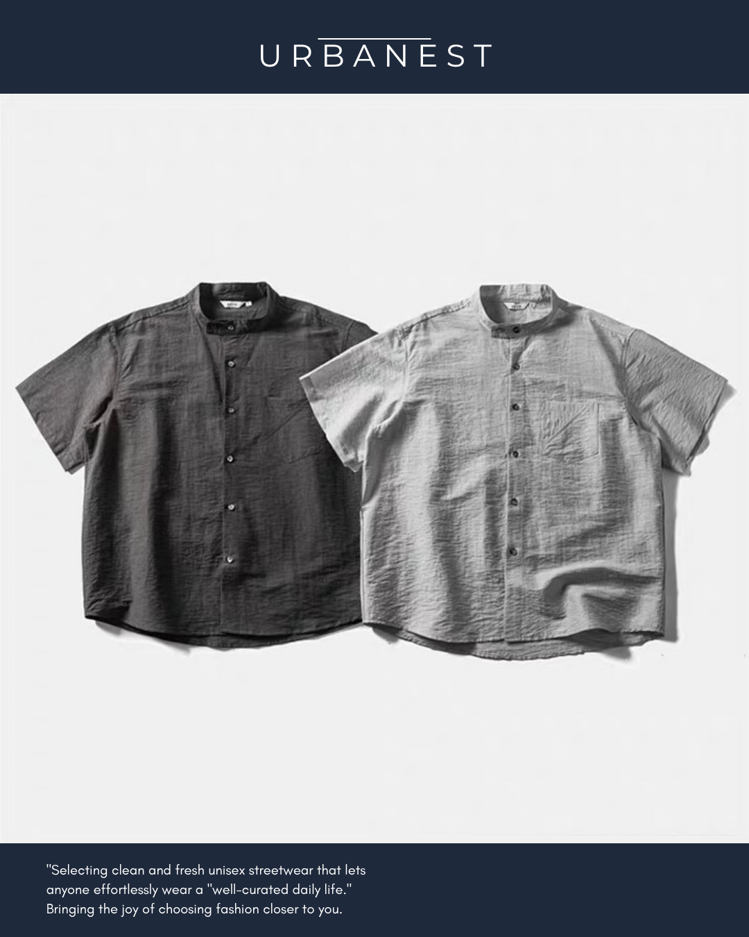 【URBANEST】スタンドカラーリネンブレンドシャツ 2color UN0035