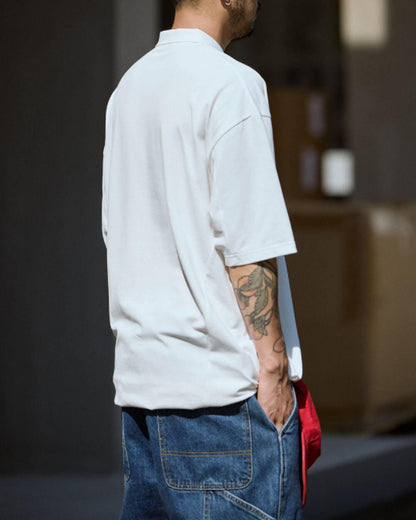 【URBANEST】オーバーサイズスナップボタン半袖ポロシャツ 4color UN0076