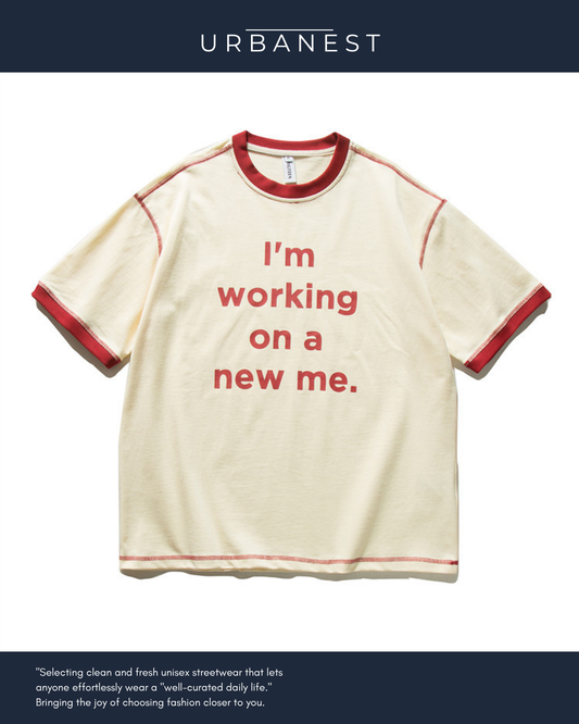 【URBANEST】ルーズフィットレタリングリンガーTシャツ 2color UN0008