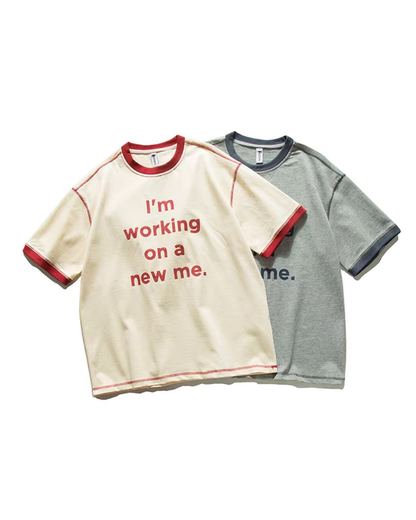 【URBANEST】ルーズフィットレタリングリンガーTシャツ 2color UN0008