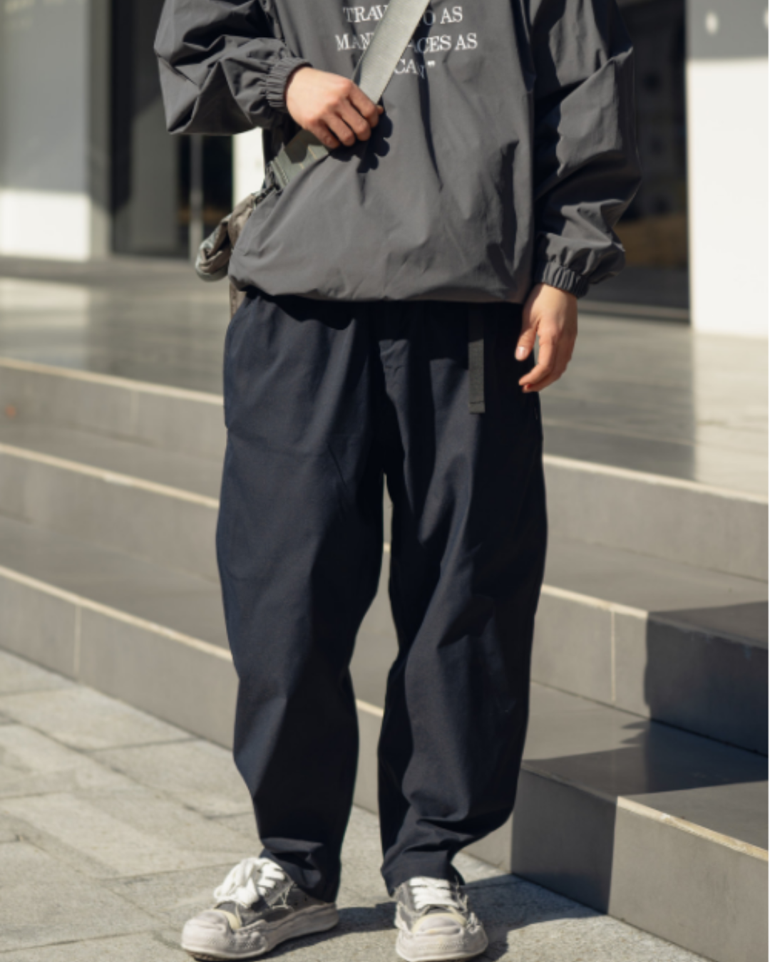 【URBANEST】ウェビングベルト付きワイドテーパードイージーパンツ 3color UN0079