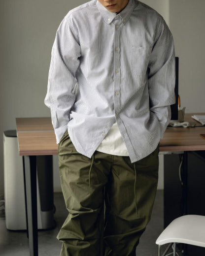 【URBANEST】ストライプボタンダウン長袖シャツ 2color UN0085
