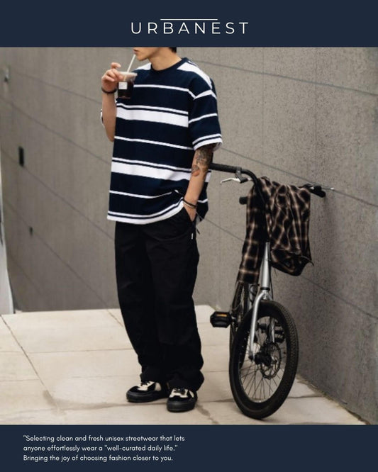 【URBANEST】ワイドボーダーオーバーサイズTシャツ 2color UN0075
