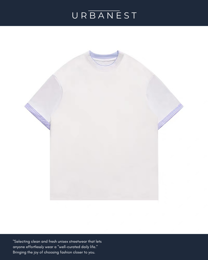 【URBANEST】チェックアクセントレイヤードTシャツ 2color UN0019