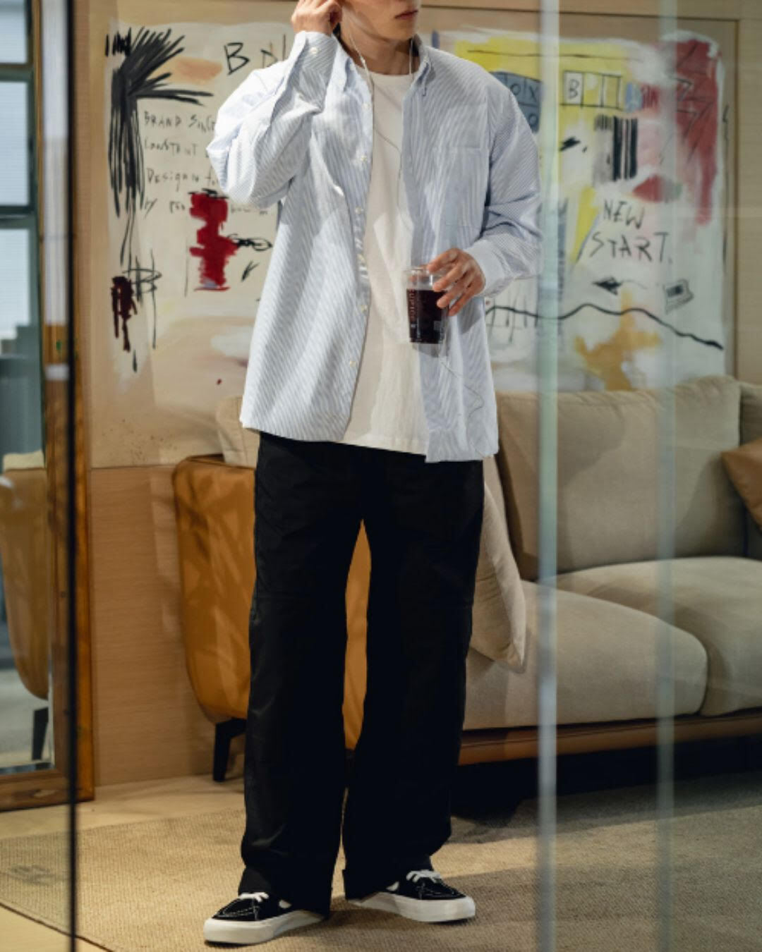 【URBANEST】ストライプボタンダウン長袖シャツ 2color UN0085
