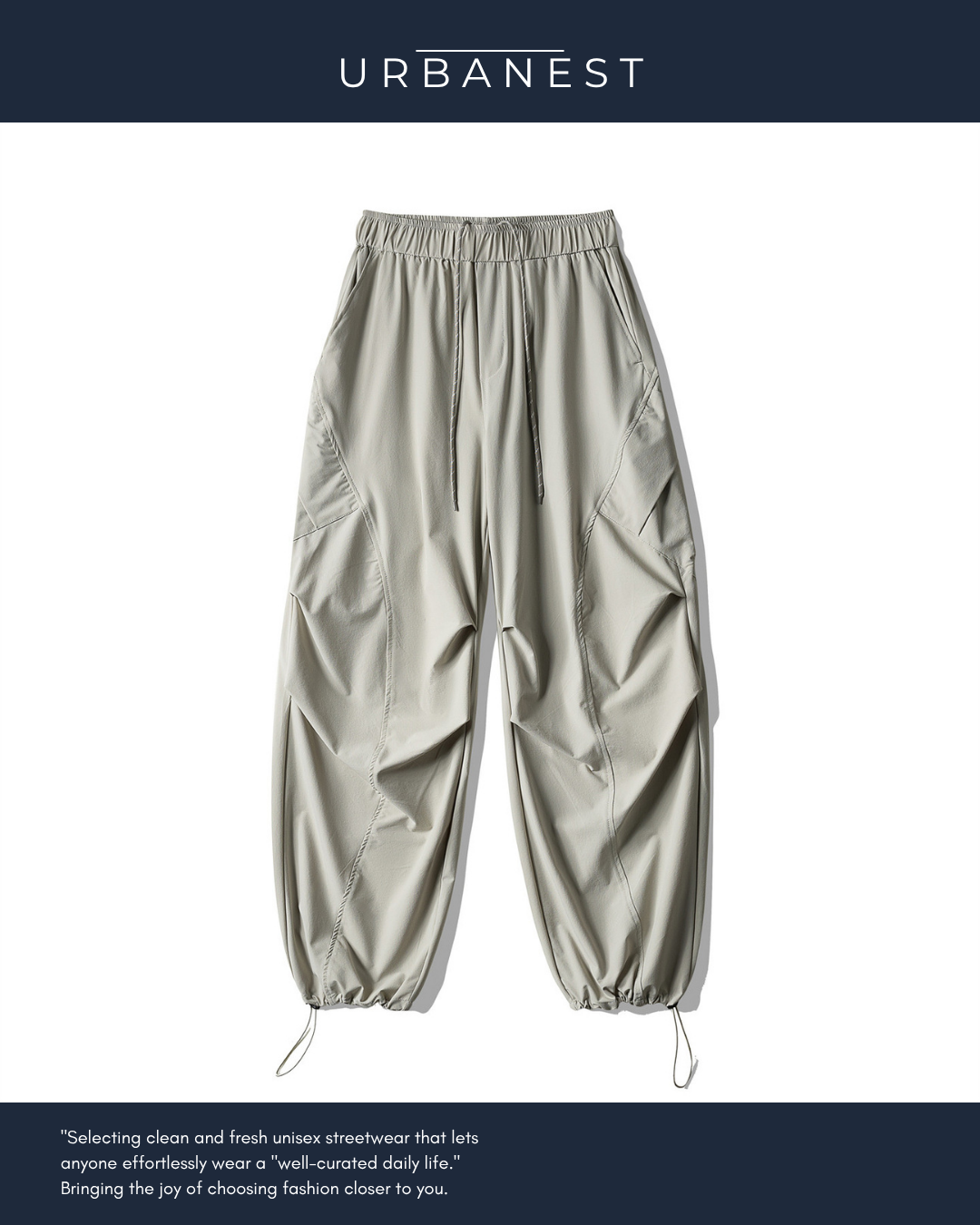 【URBANEST】ナイロンドローコードパラシュートパンツ 2color UN0026