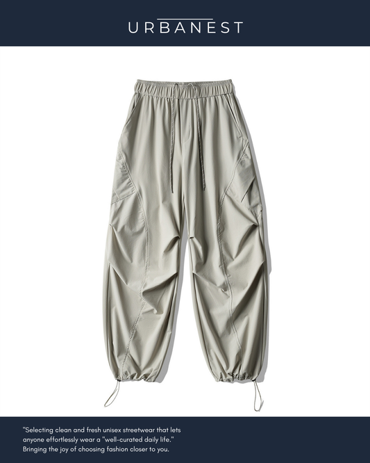 【URBANEST】ナイロンドローコードパラシュートパンツ 2color UN0026
