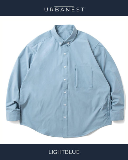 【URBANEST】ジップポケット長袖ボタンダウンシャツ 3color UN0084